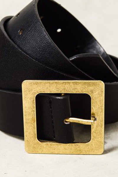matte square buckle belt | black