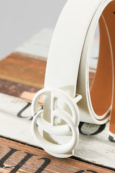 matte buckle belt | white