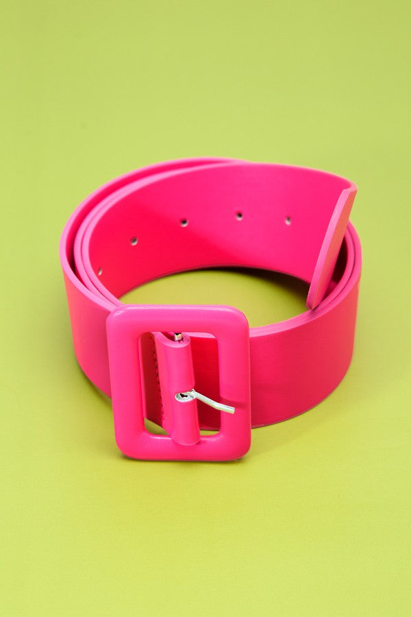 hot pink square buckle belt