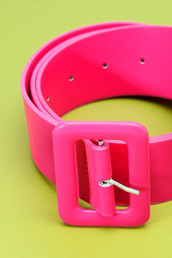 hot pink square buckle belt