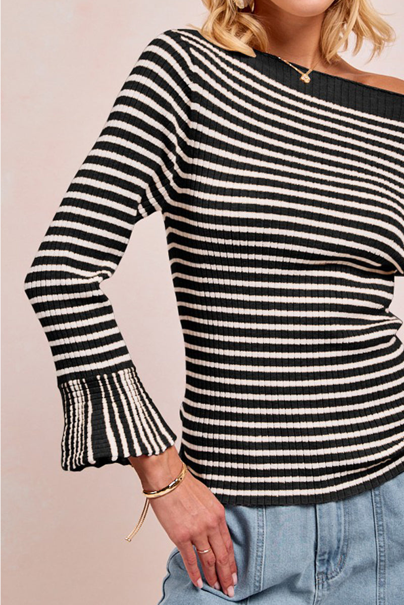 lightweight knit top | striped