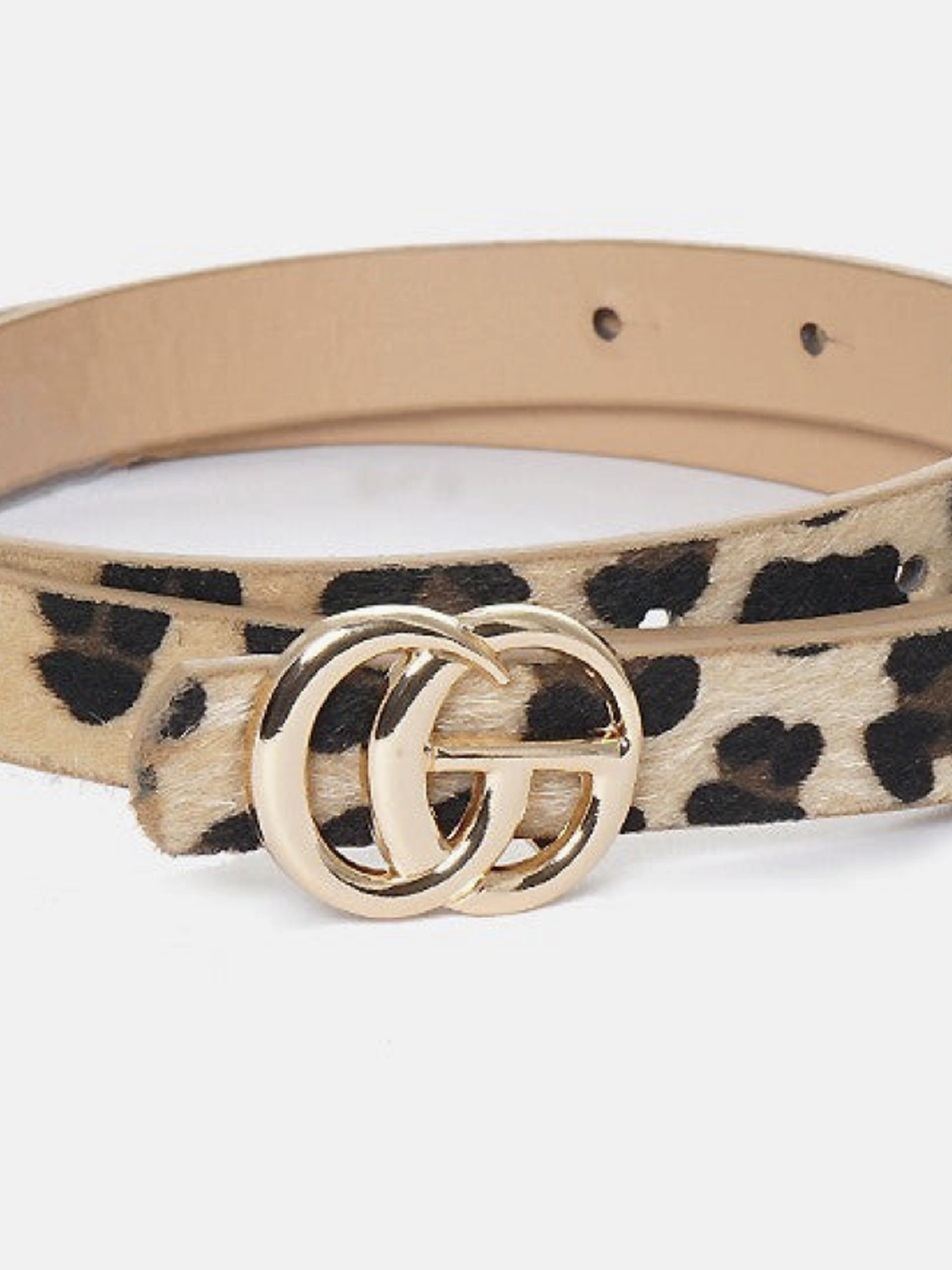 CG buckle skinny belt | leopard