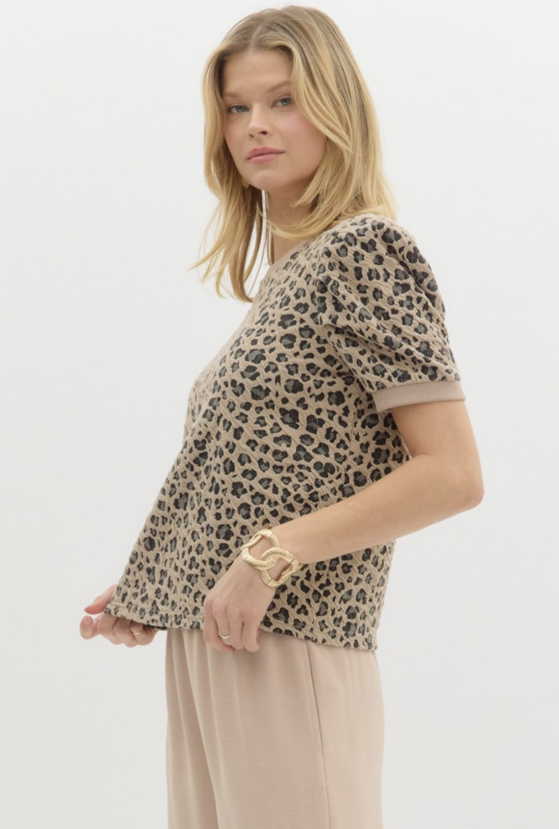 leopard + mocha patterned top