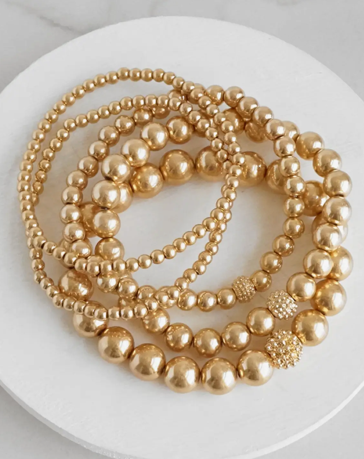 ball beaded bracelet stack