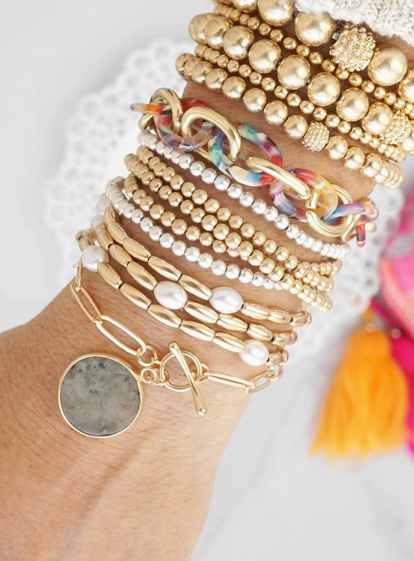 ball beads bracelet | mixed metal