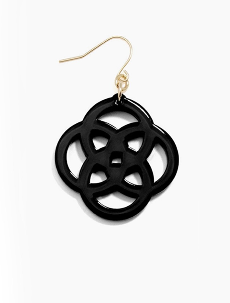 clover drop earrings | black