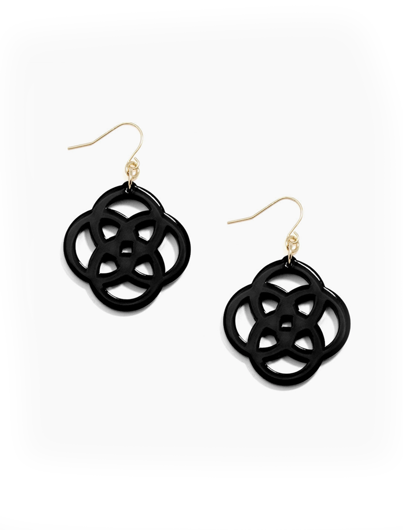 clover drop earrings | black