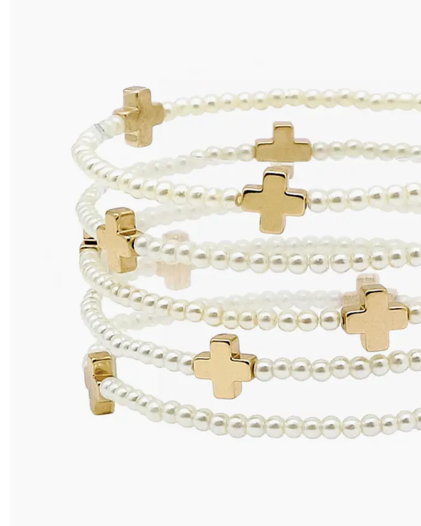 cross accent layered pearl bracelets