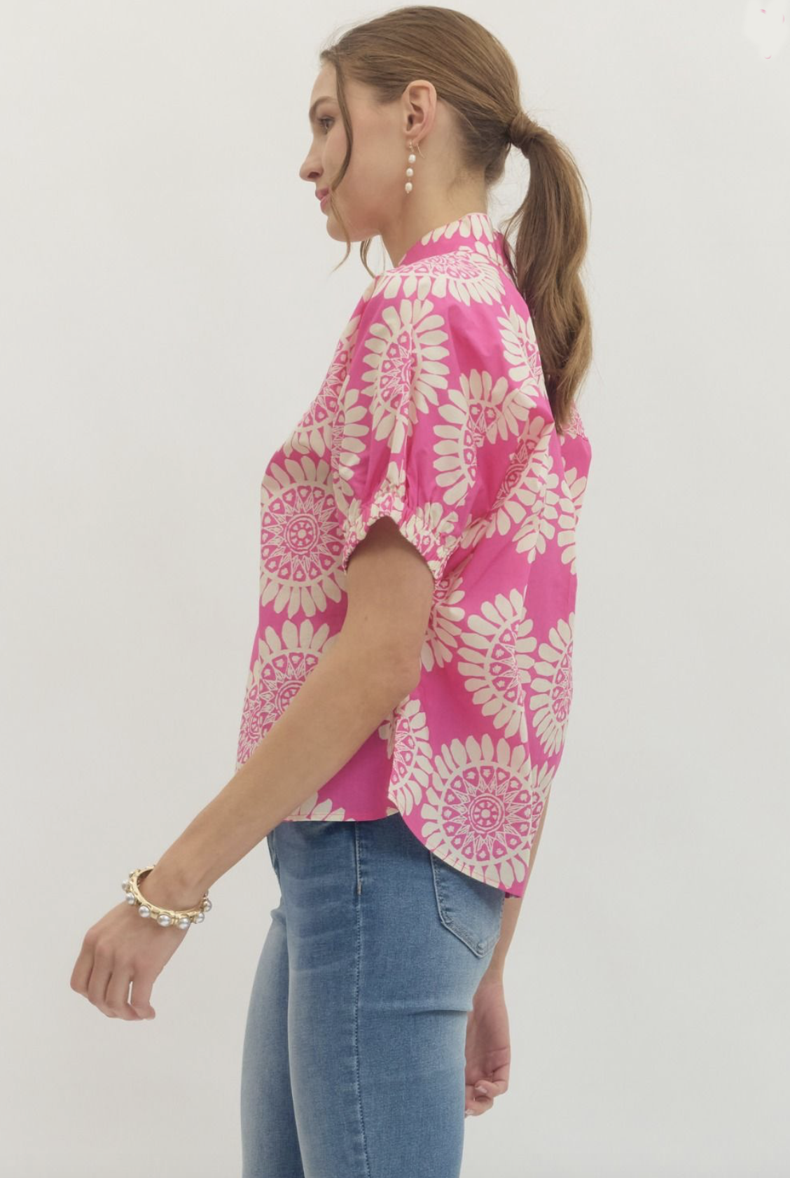 medallion motif shirt | pink