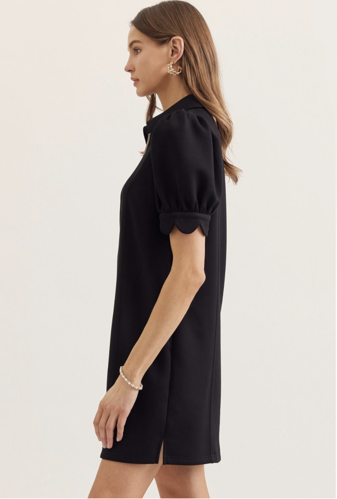 solid puff sleeve mini | black