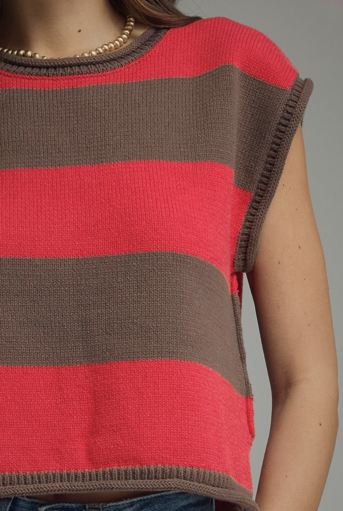 brown + red striped sweater