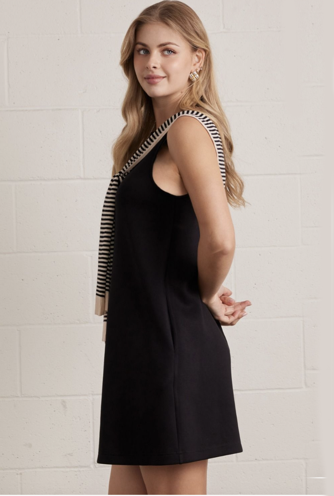 black mini with attached sweater