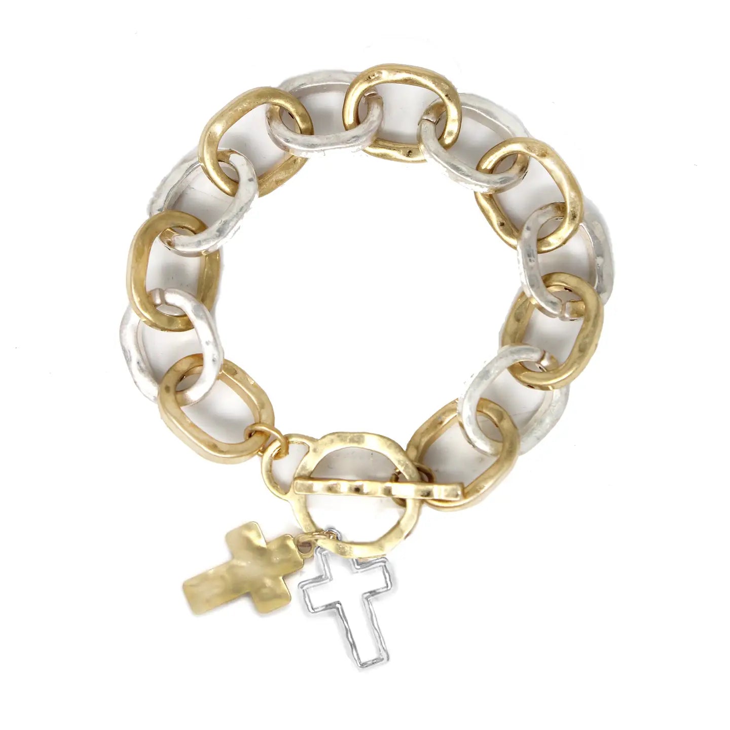 gold and silver cross bracelet
