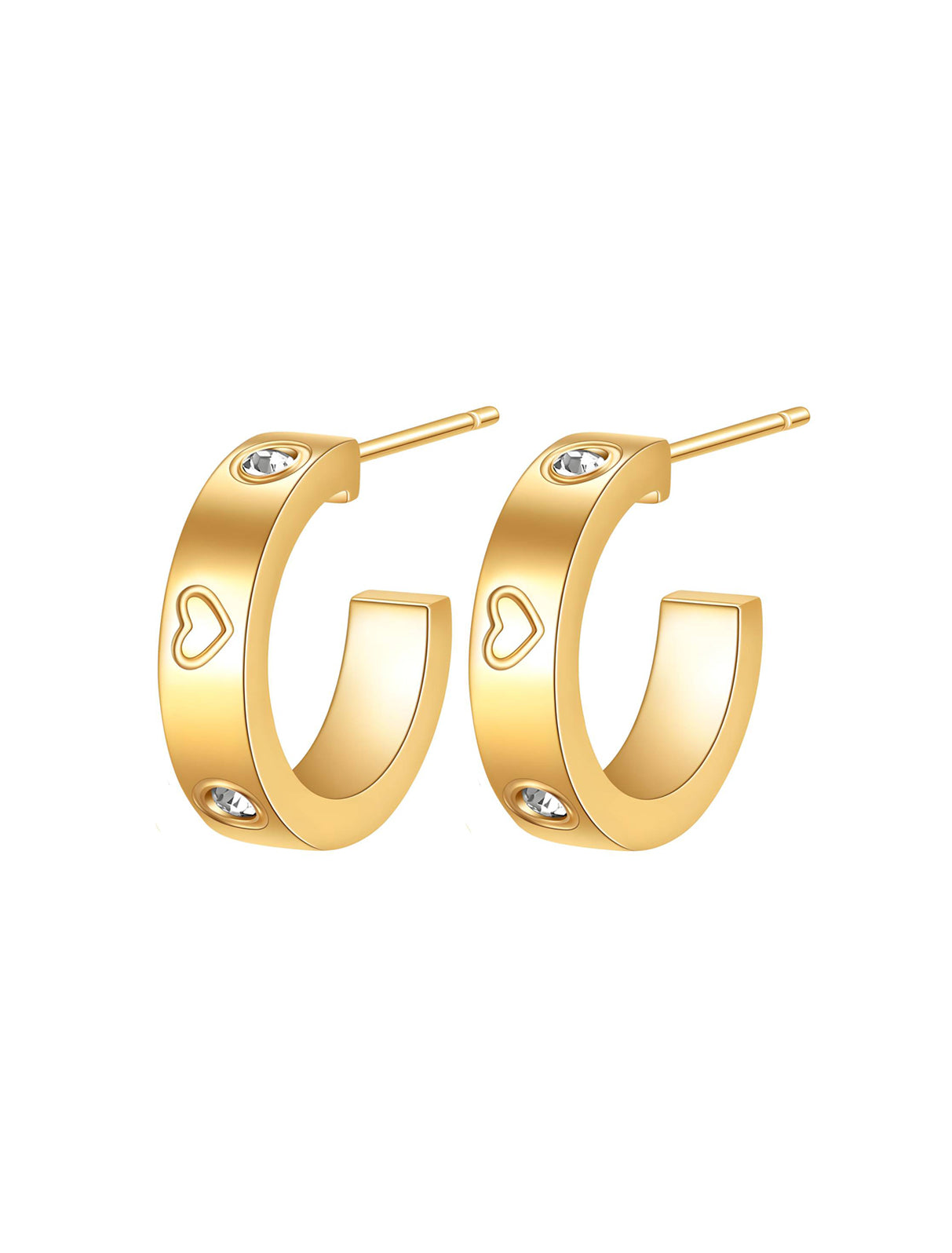 gold + heart mini huggies