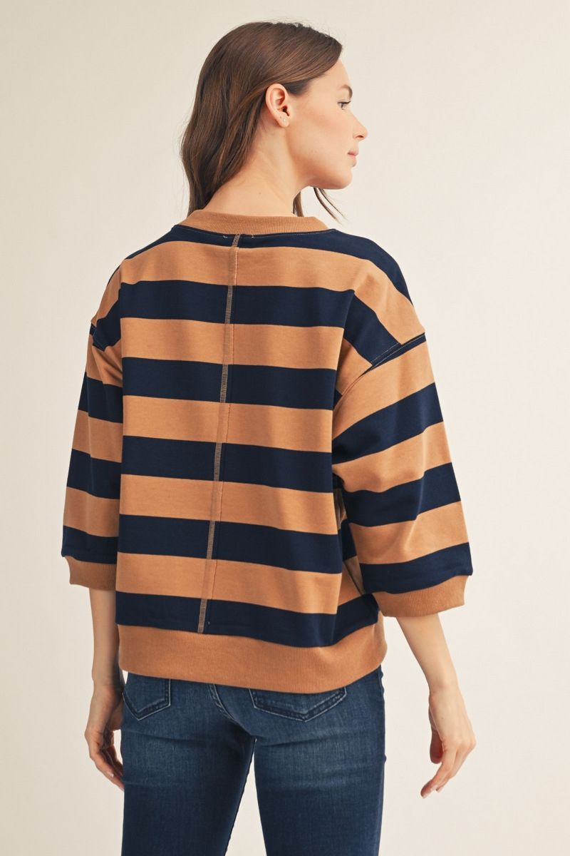 caramel + navy sweatshirt