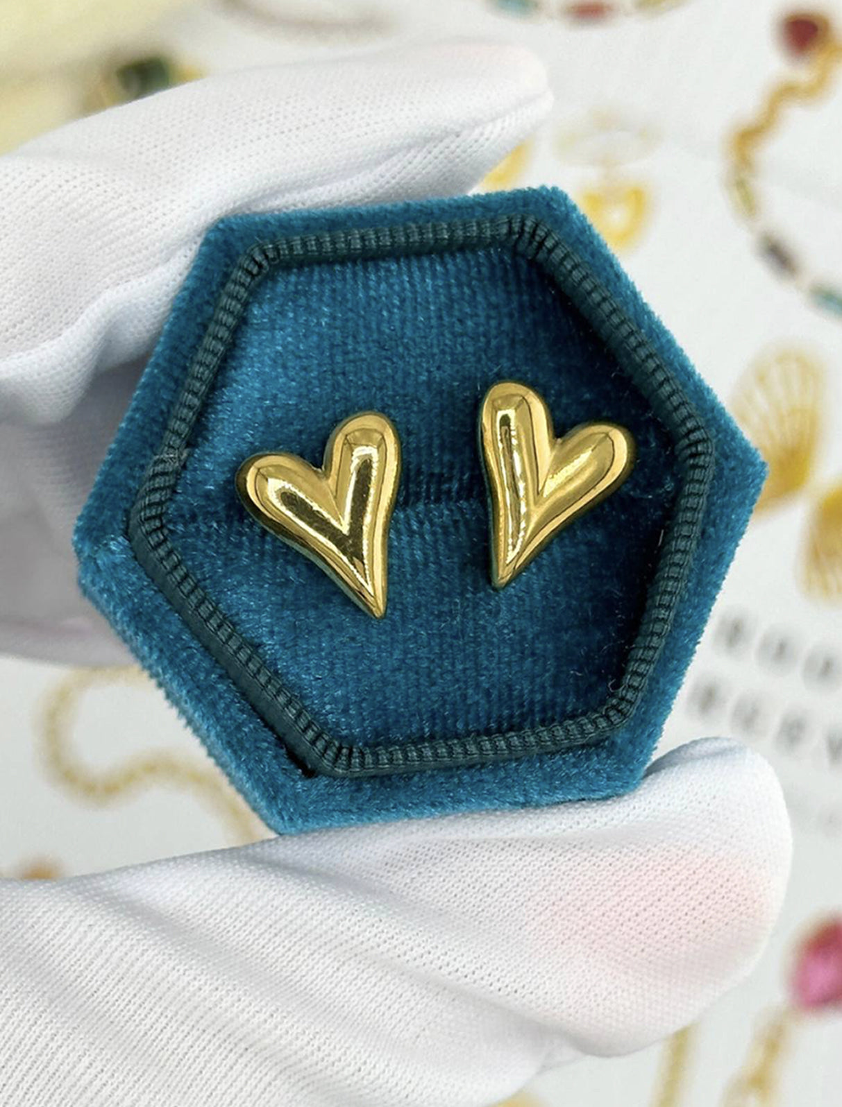 gold heart studs