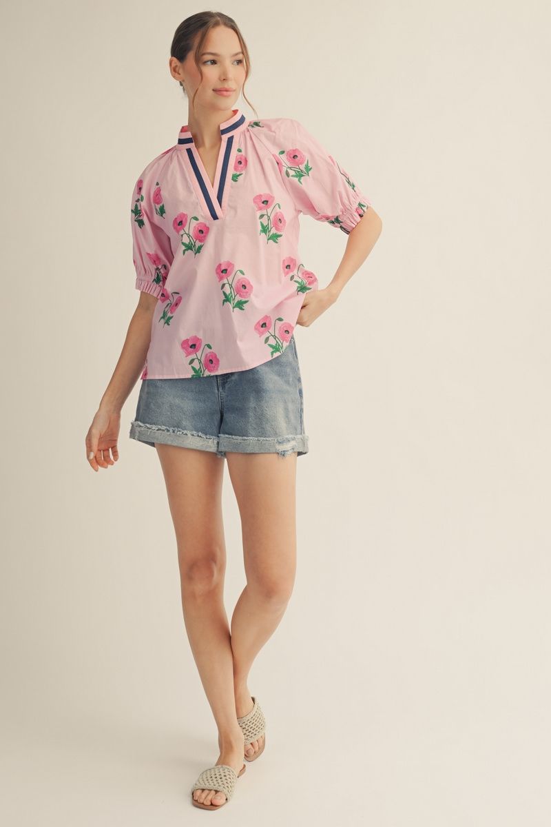 floral print top | pink