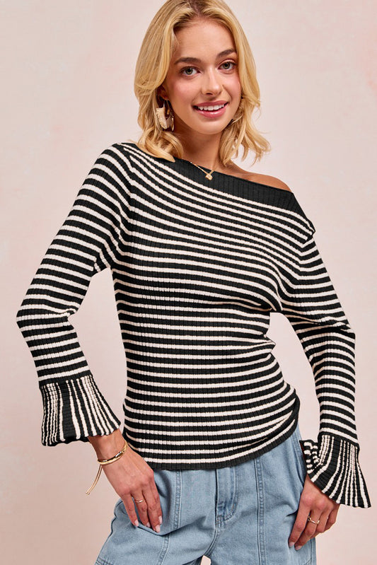 lightweight knit top | striped