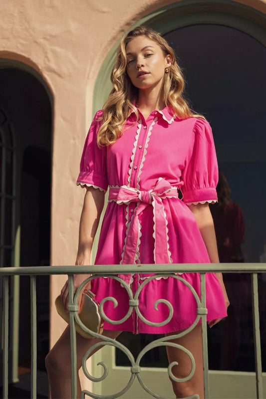 pink ric rac trim dress