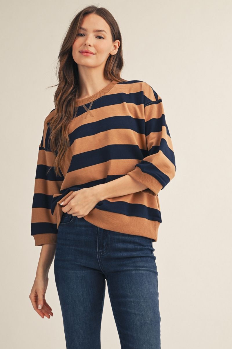 caramel + navy sweatshirt