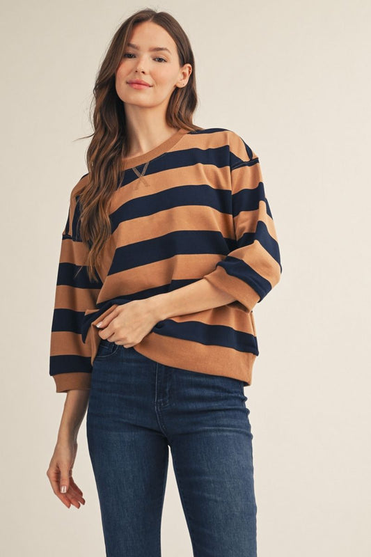 caramel + navy sweatshirt