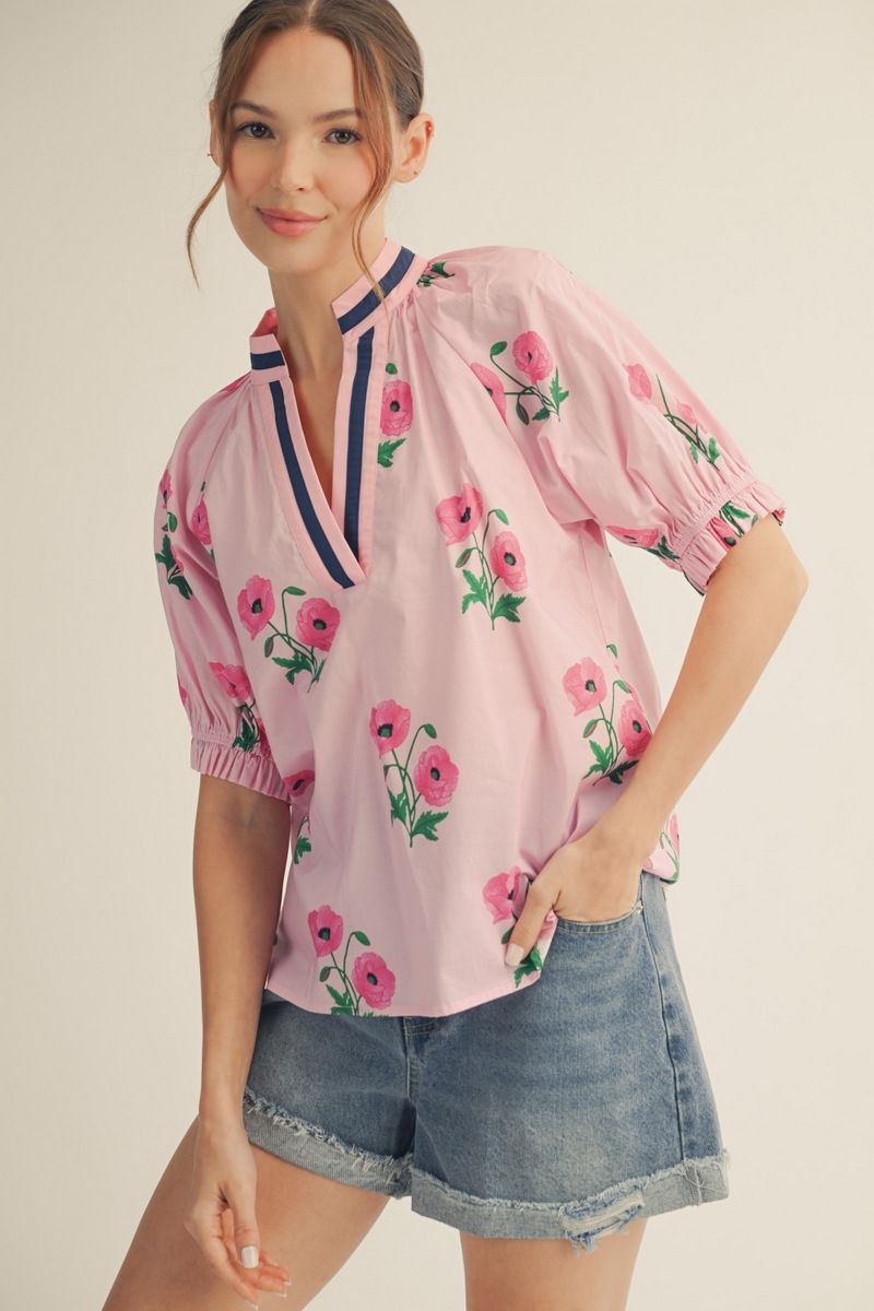 floral print top | pink