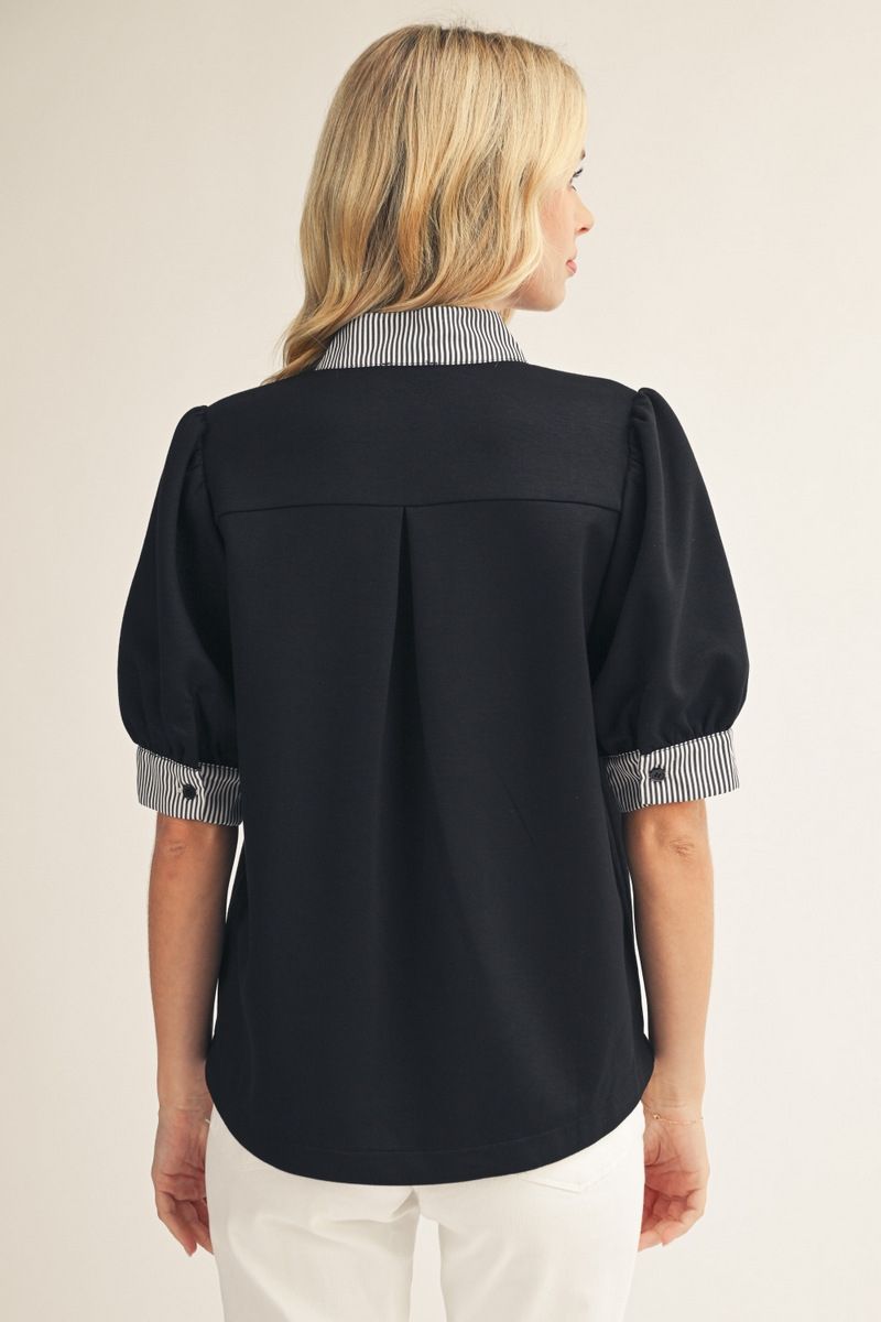 black contrast stripe top
