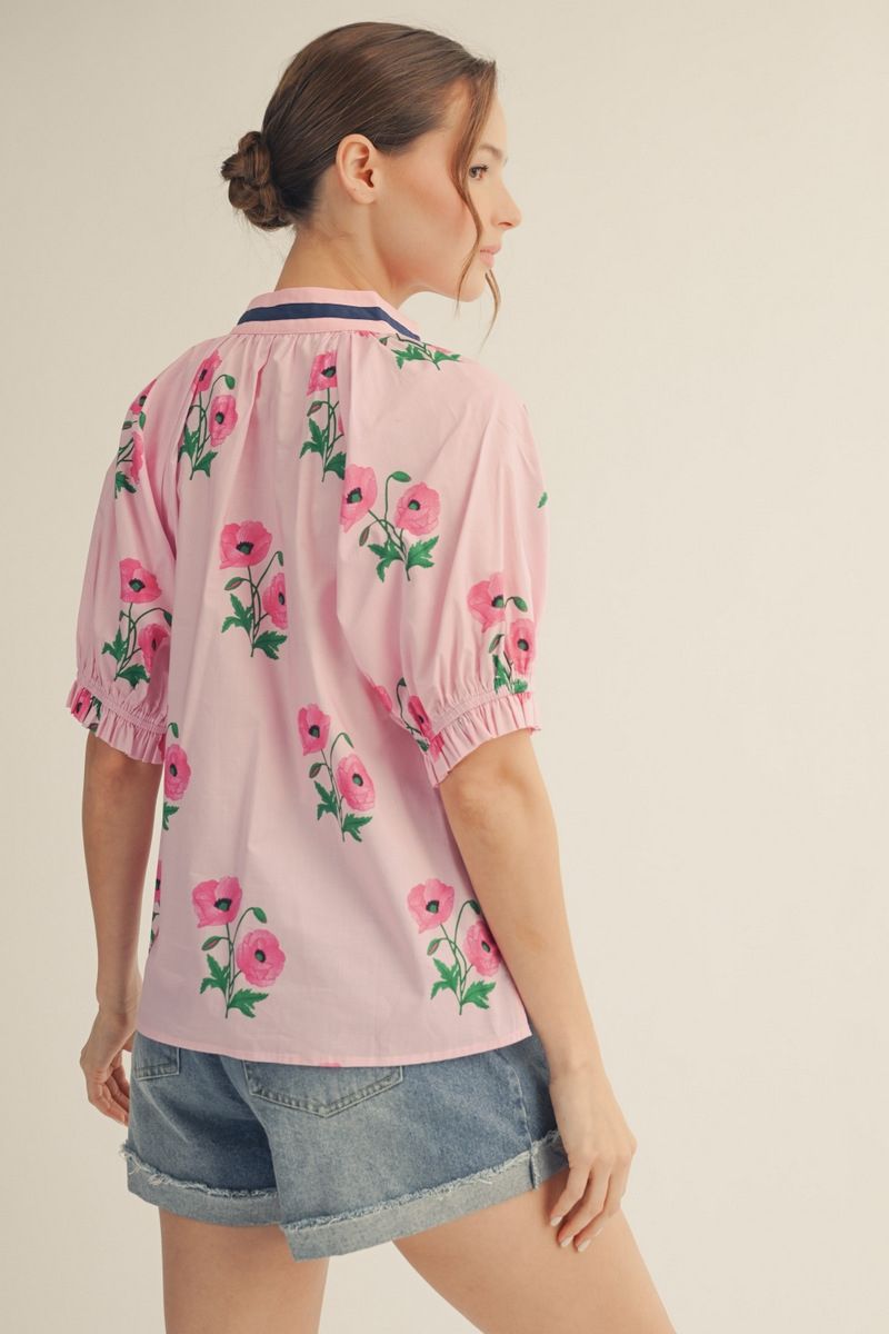floral print top | pink