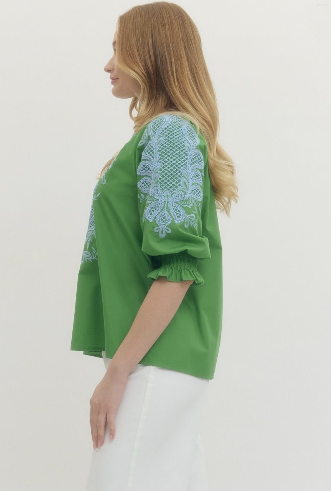 embroidered top | green