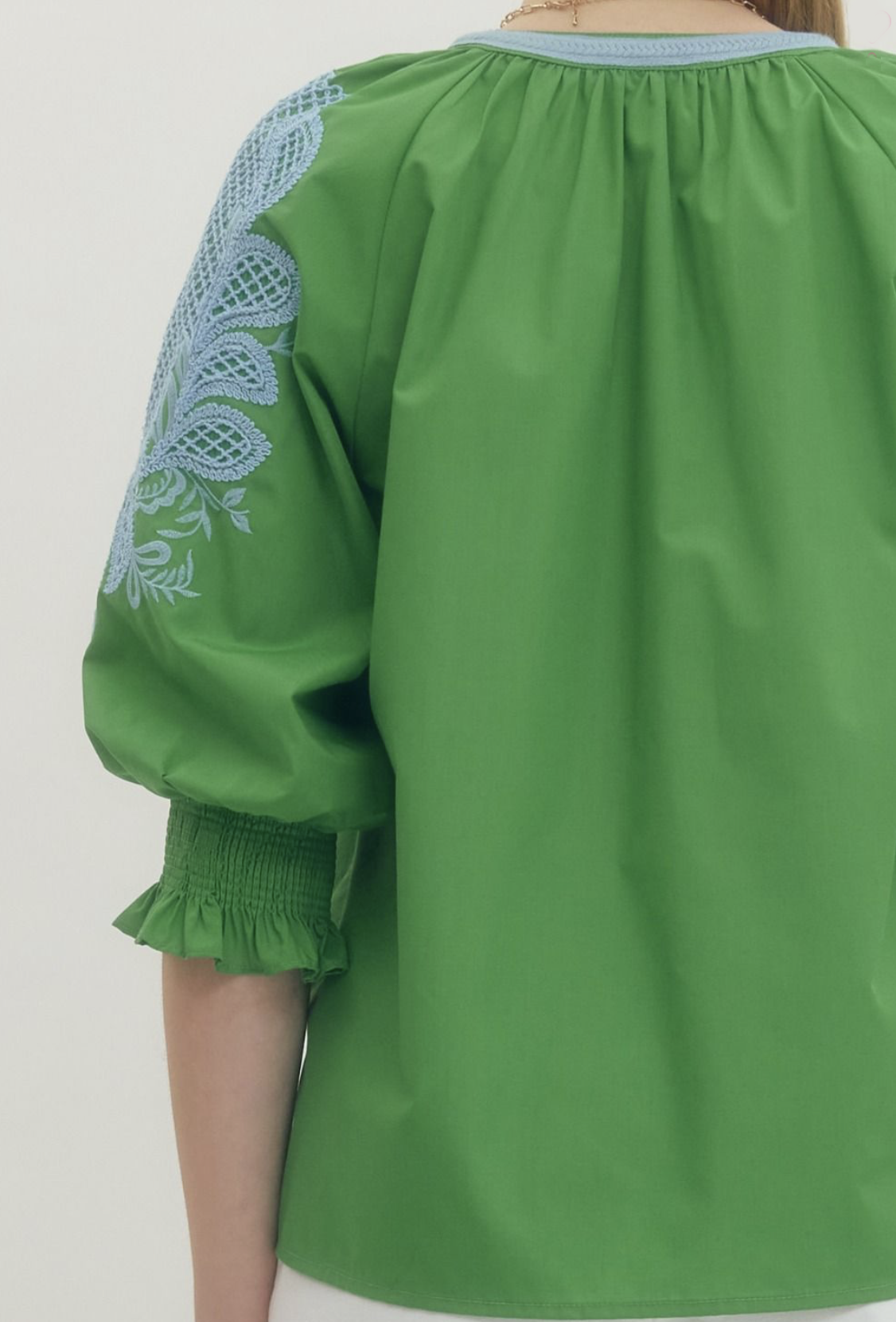 embroidered top | green