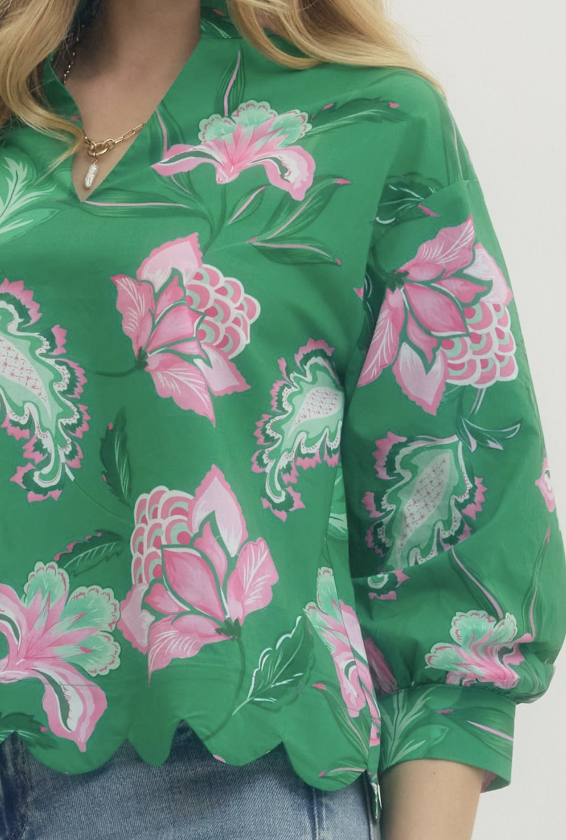 floral scalloped top