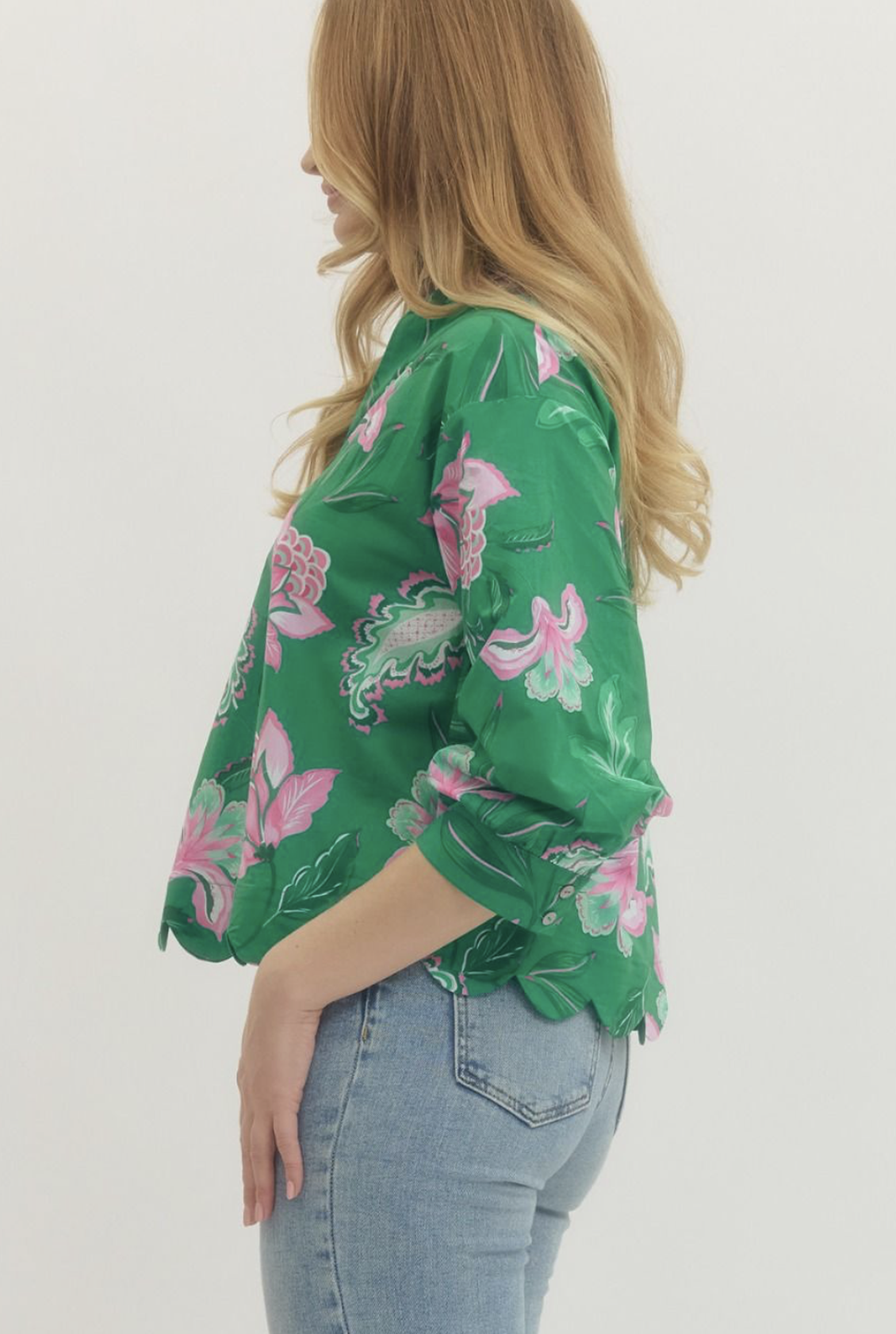 floral scalloped top