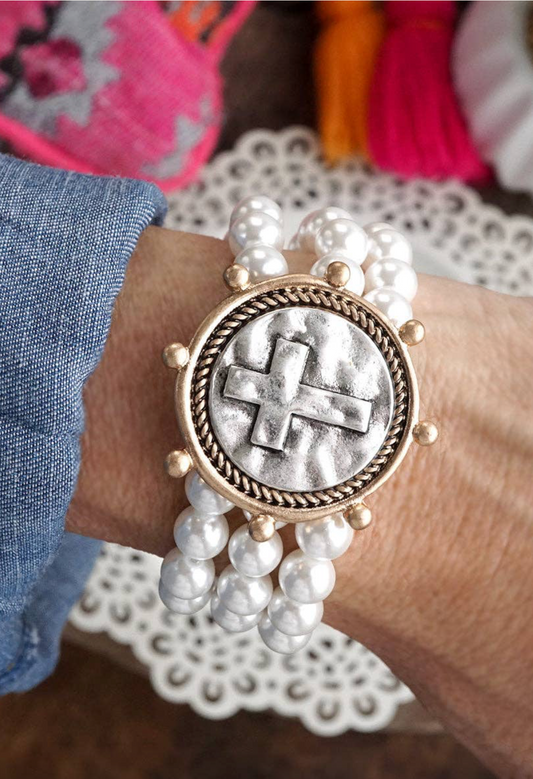 three row pearl bracelet