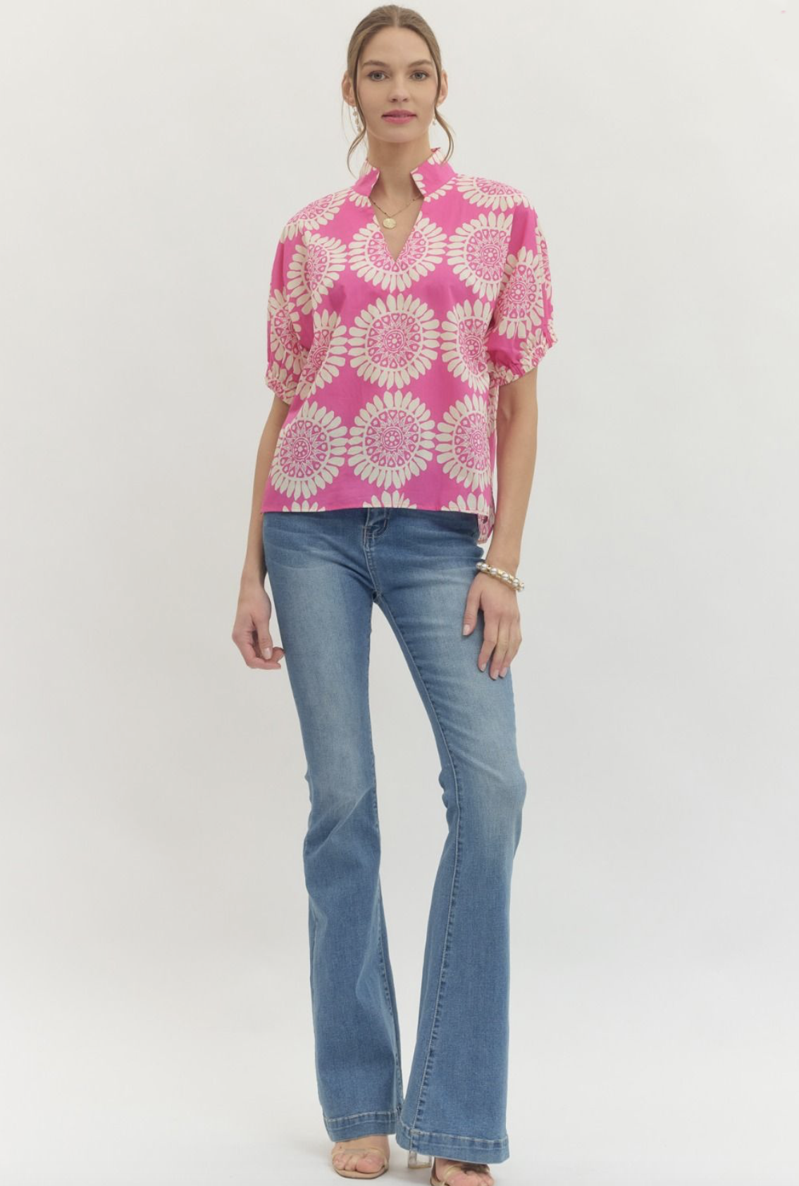 medallion motif shirt | pink