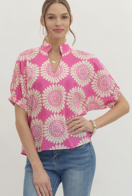 medallion motif shirt | pink