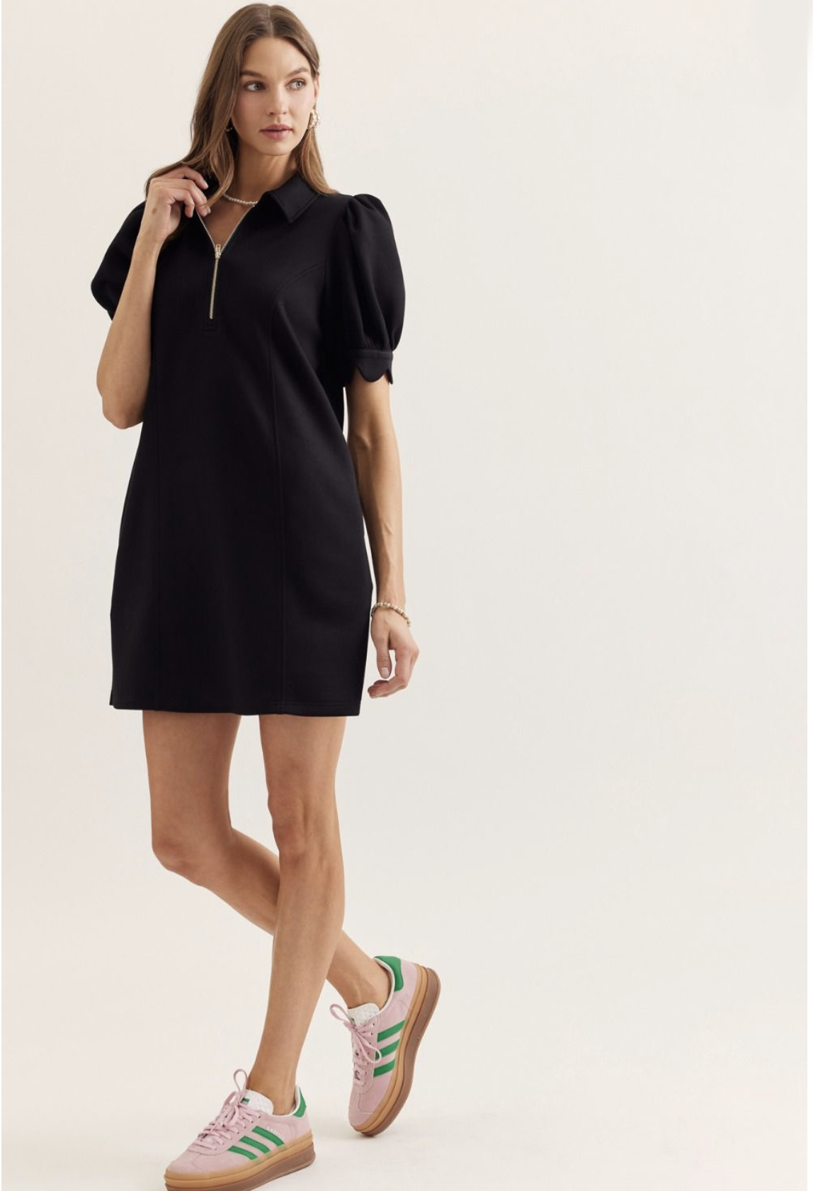 solid puff sleeve mini | black
