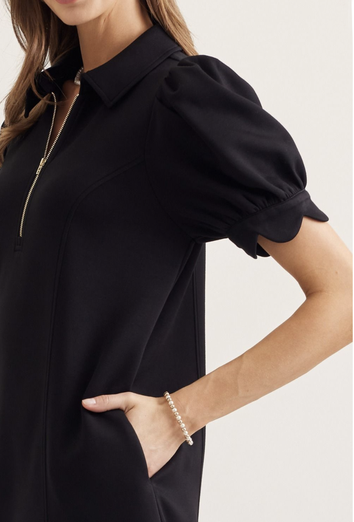 solid puff sleeve mini | black