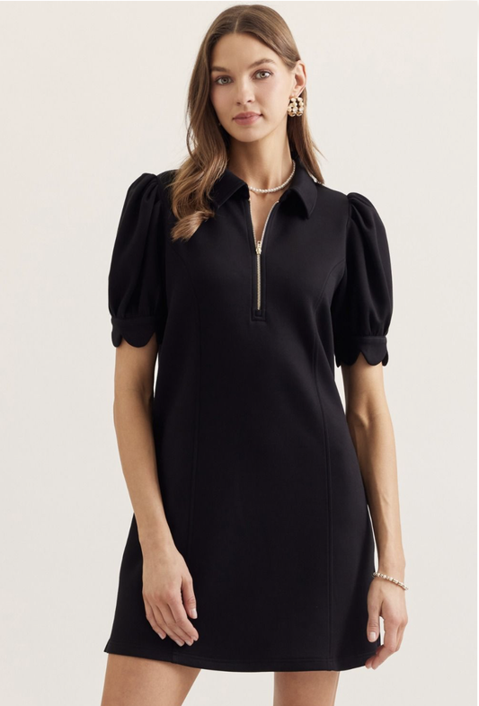 solid puff sleeve mini | black