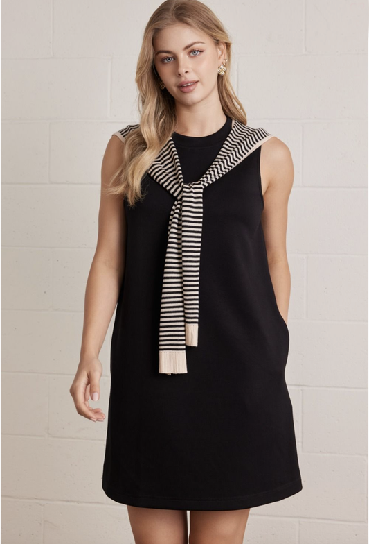black mini with attached sweater