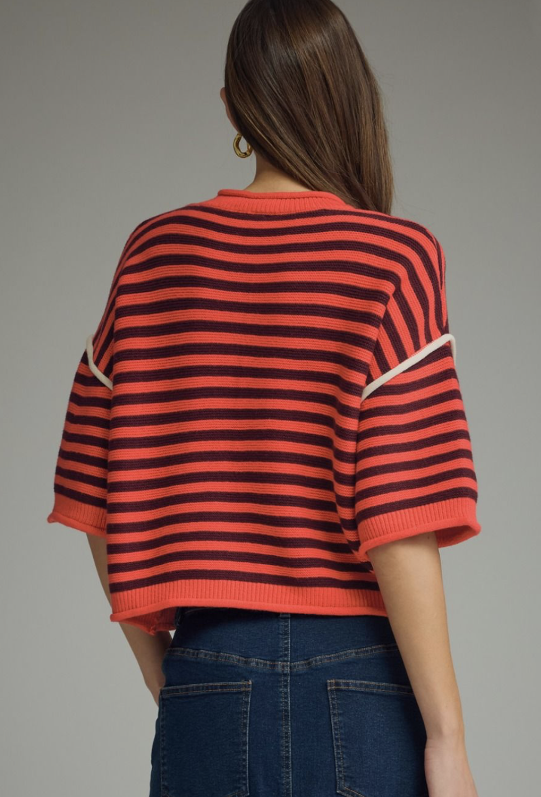 orange + brown striped sweater