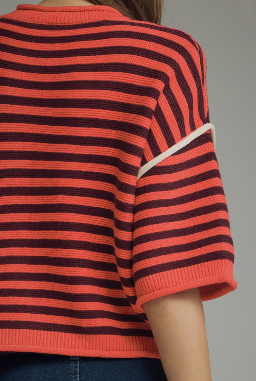 orange + brown striped sweater