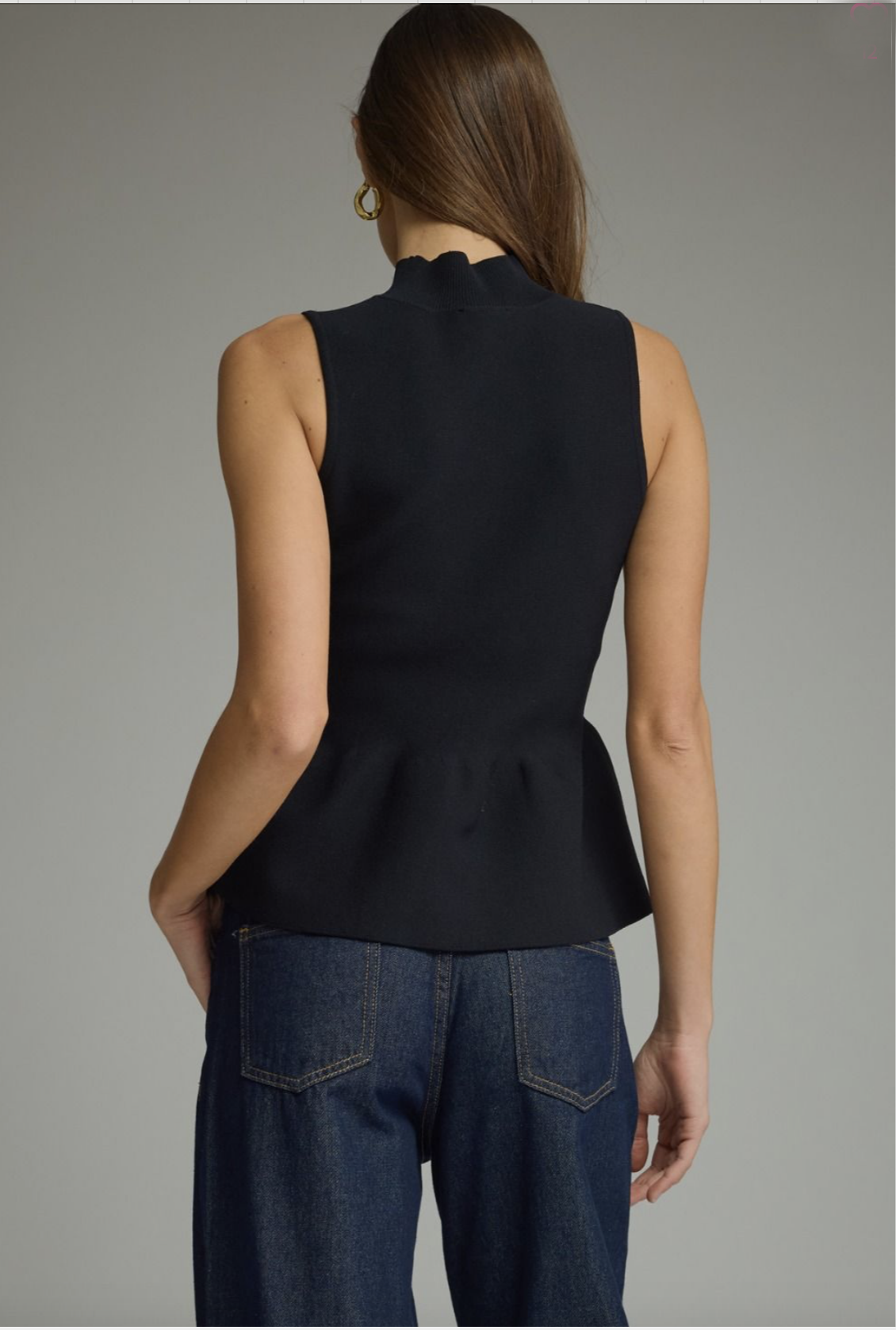 black mock neck peplum top