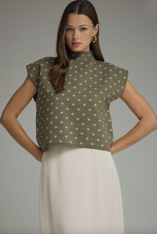 olive polka sweater