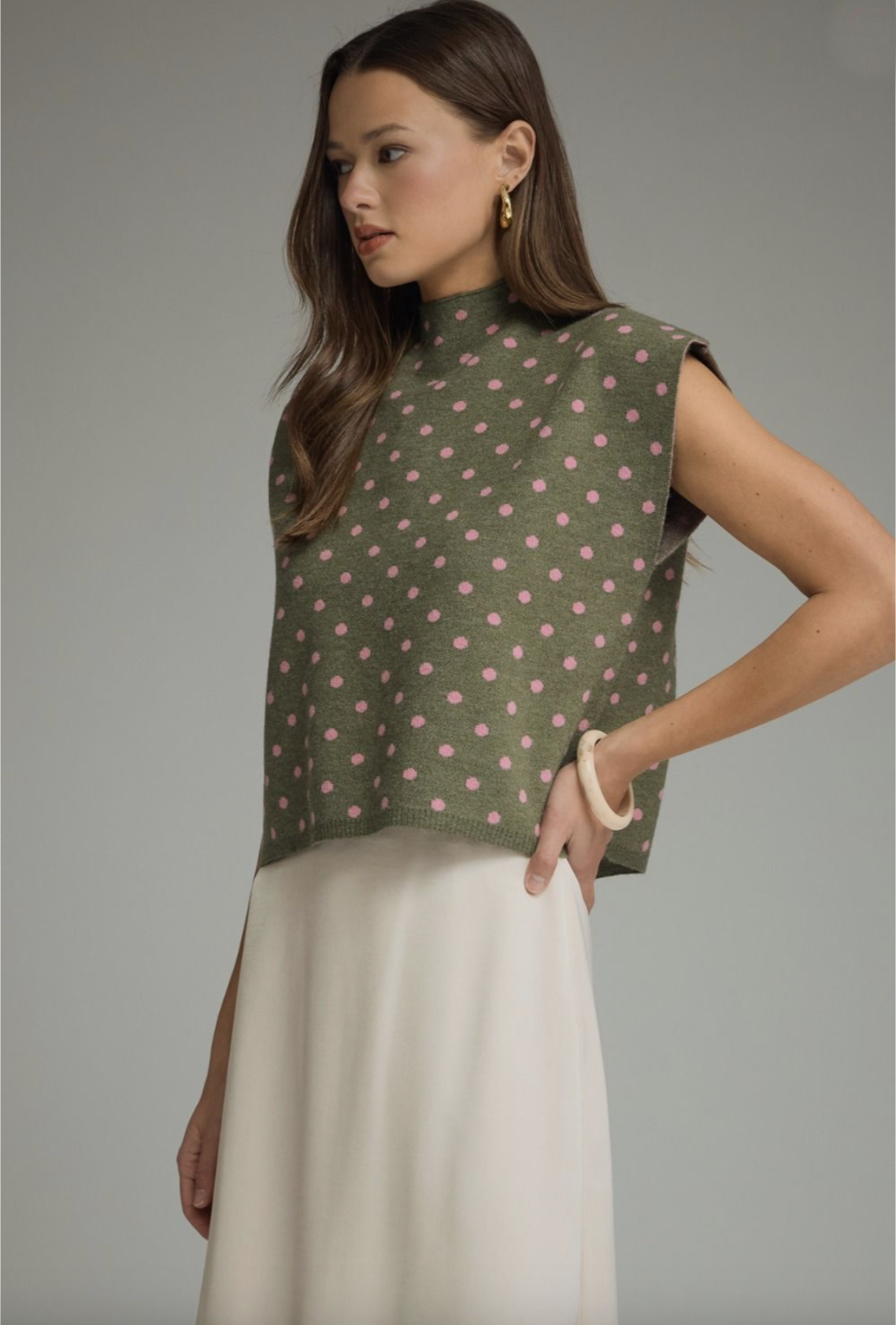 olive polka sweater
