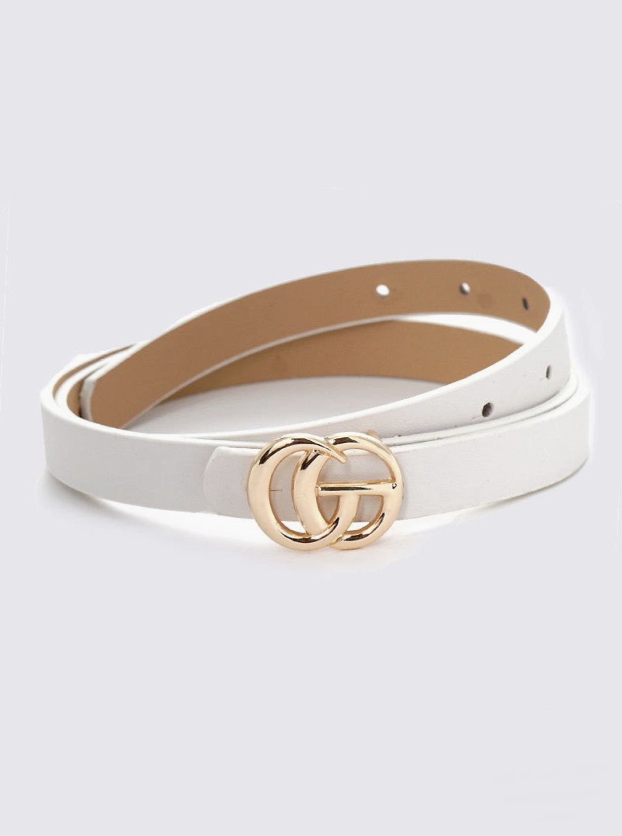 CG buckle skinny belt | white