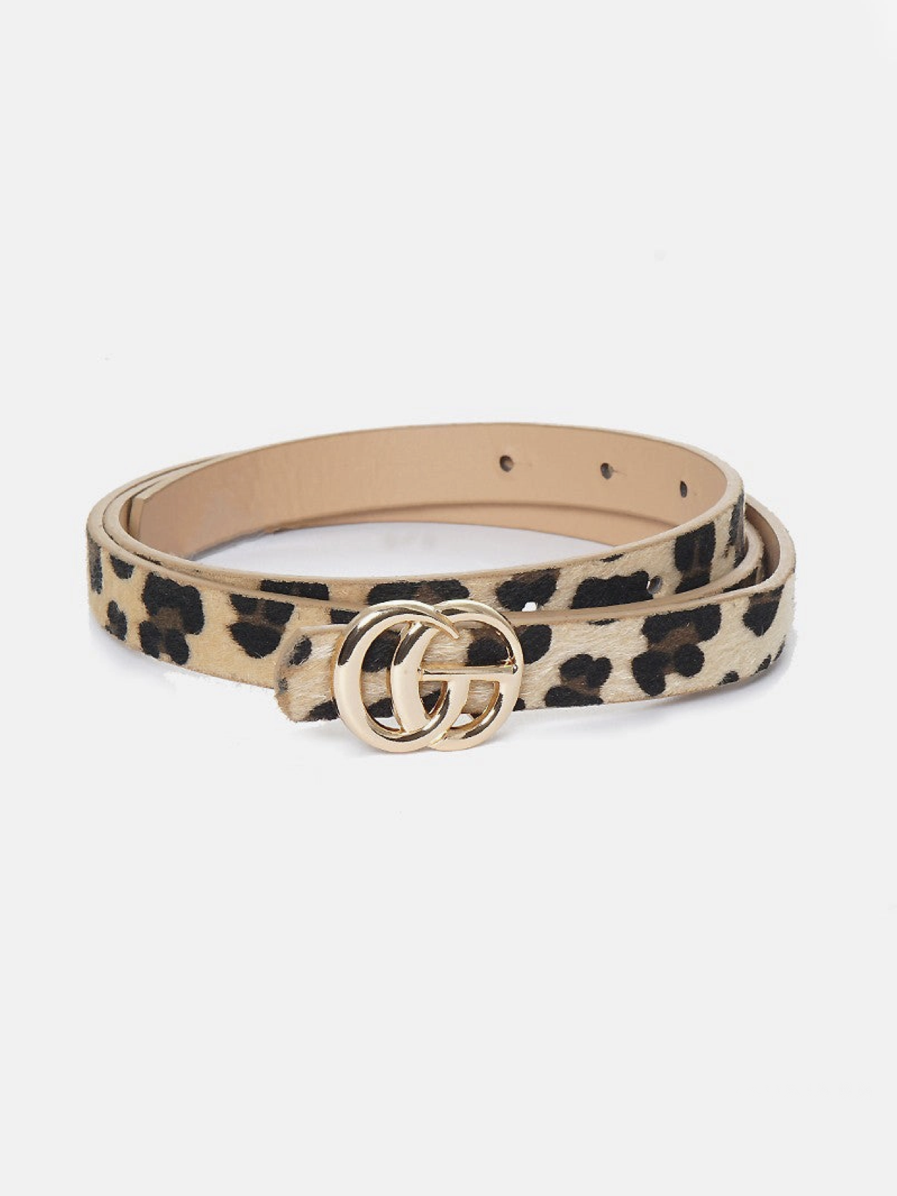 CG buckle skinny belt | leopard
