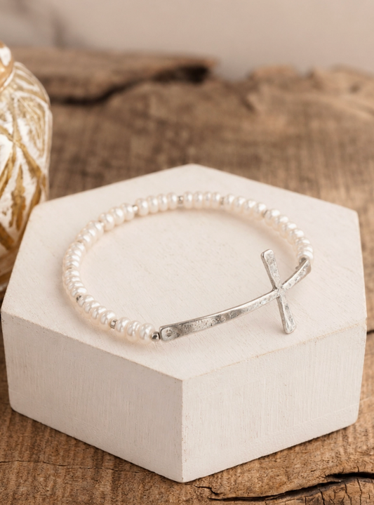pearl cross bracelet