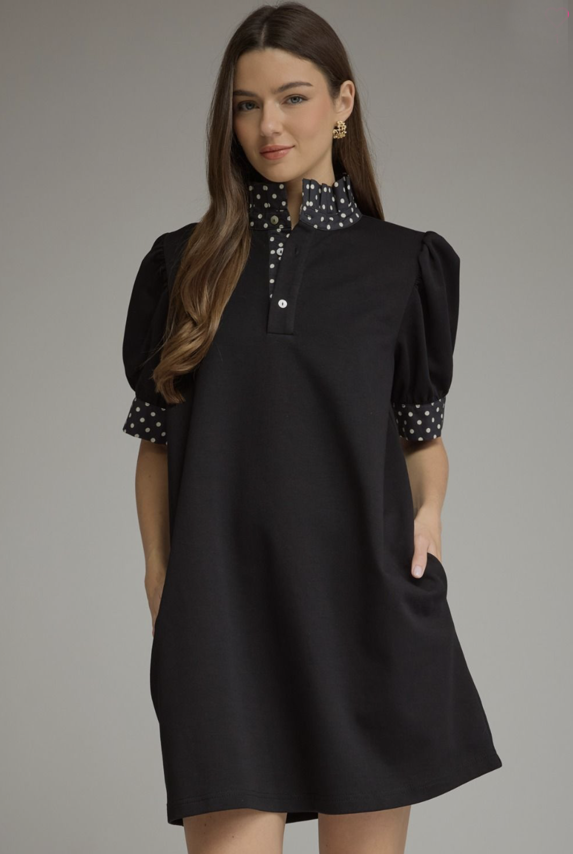 polka neckline dress