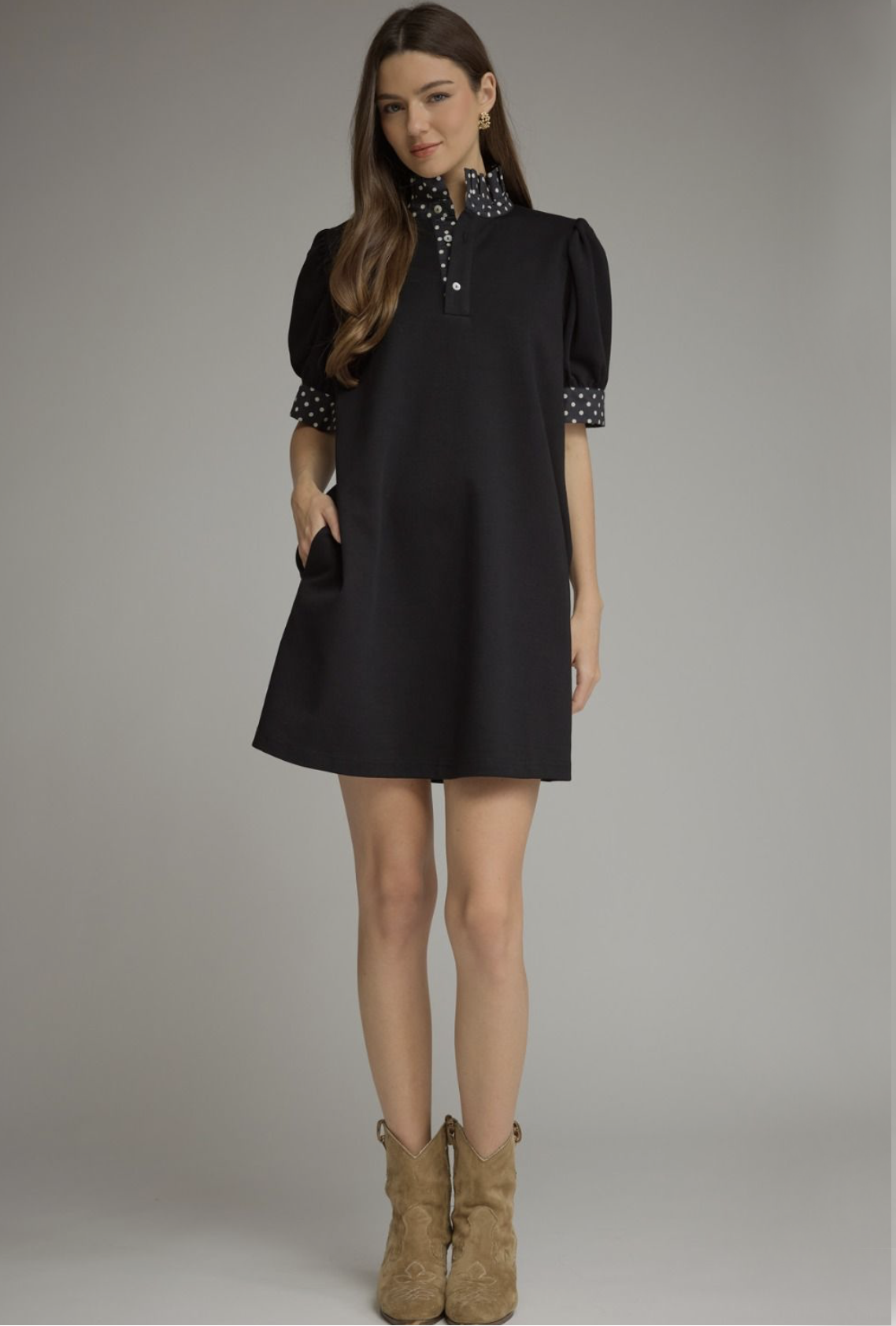 polka neckline dress