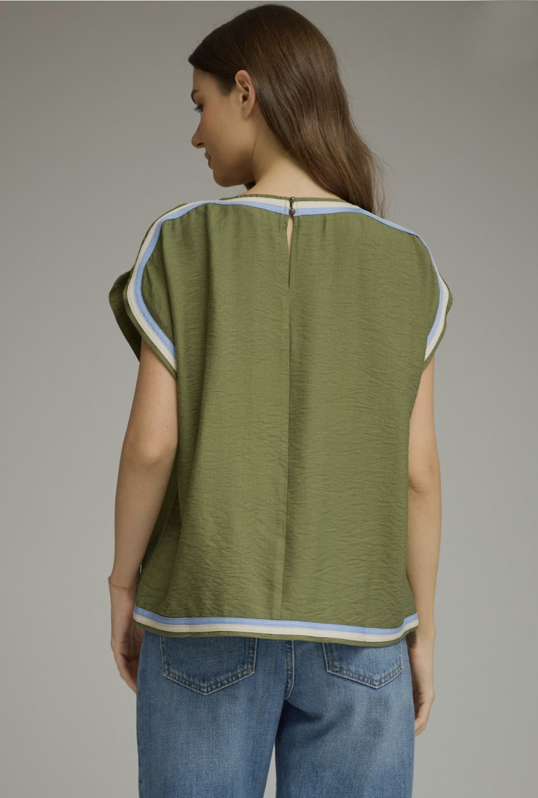olive contrast band top